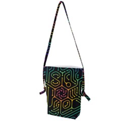 Circuit Hexagonal Geometric Pattern Background Pattern Folding Shoulder Bag by Ndabl3x