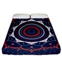 Mandala Orange Navy Fitted Sheet (California King Size) View1