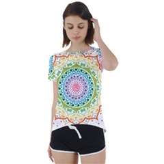 Mandala Pattern Rainbow Pride Short Sleeve Open Back Tee by Ndabl3x