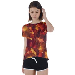 Leaves Fall Autumn Season Orange Short Sleeve Open Back Tee by Ndabl3x