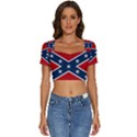 Rebel flag  Short Sleeve Square Neckline Crop Top  View1