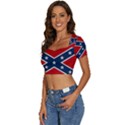 Rebel flag  Short Sleeve Square Neckline Crop Top  View2