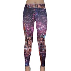 Moscow Kremlin Saint Basils Cathedral Architecture  Building Cityscape Night Fireworks Classic Yoga Leggings by Cowasu