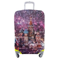 Moscow Kremlin Saint Basils Cathedral Architecture  Building Cityscape Night Fireworks Luggage Cover (medium) by Cowasu