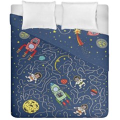 Cat Cosmos Cosmonaut Rocket Duvet Cover Double Side (california King Size) by Cowasu