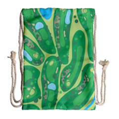 Golf Course Par Golf Course Green Drawstring Bag (large) by Cowasu