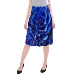 Blue Roses Flowers Plant Romance Blossom Bloom Nature Flora Petals Midi Beach Skirt by Cowasu