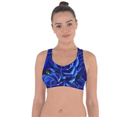 Blue Roses Flowers Plant Romance Blossom Bloom Nature Flora Petals Cross String Back Sports Bra by Cowasu