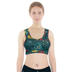 Seamless Pattern With Vehicles Building Road Sports Bra With Pocket by Cowasu