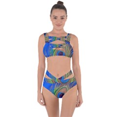 Blue Peacock Feather Bandaged Up Bikini Set  by Amaryn4rt