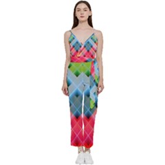 Graphics Colorful Colors Wallpaper Graphic Design V-neck Spaghetti Strap Tie Front Jumpsuit by Amaryn4rt