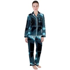 A Completely Seamless Background Design Circuitry Women s Long Sleeve Satin Pajamas Set	 by Amaryn4rt