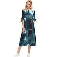 A Completely Seamless Background Design Circuitry Bow Sleeve Chiffon Midi Dress by Amaryn4rt