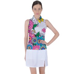 Flowers Pattern Vector Art Women s Sleeveless Polo Tee by Amaryn4rt