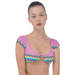 Easter Chevron Pattern Stripes Cap Sleeve Ring Bikini Top by Amaryn4rt