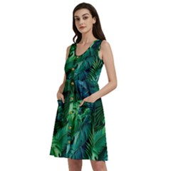 Tropical Green Leaves Background Sleeveless Dress With Pocket by Amaryn4rt