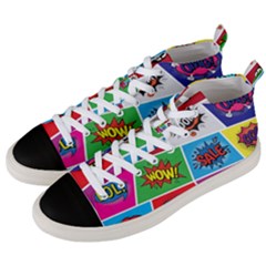 Pop Art Comic Vector Speech Cartoon Bubbles Popart Style With Humor Text Boom Bang Bubbling Expressi Men s Mid-top Canvas Sneakers by Amaryn4rt