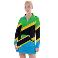 Flag Of Tanzania Women s Long Sleeve Casual Dress by Amaryn4rt