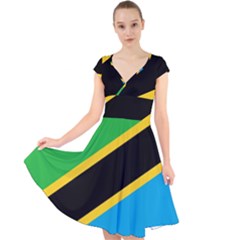 Flag Of Tanzania Cap Sleeve Front Wrap Midi Dress by Amaryn4rt