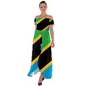 Flag Of Tanzania Off Shoulder Open Front Chiffon Dress View1