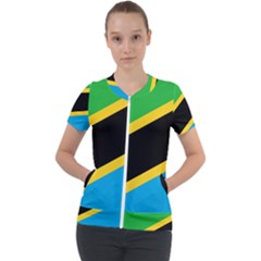 Flag Of Tanzania Short Sleeve Zip Up Jacket by Amaryn4rt