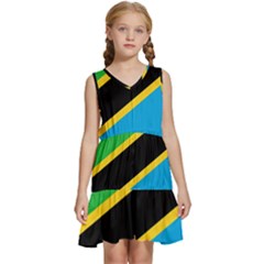 Flag Of Tanzania Kids  Sleeveless Tiered Mini Dress by Amaryn4rt