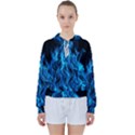 Digitally Created Blue Flames Of Fire Women s Tie Up Sweat View1