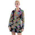 Autumn Pattern Dried Leaves Women s Long Sleeve Casual Dress View1