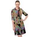 Autumn Pattern Dried Leaves Long Sleeve Mini Shirt Dress View1