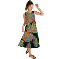 Autumn Pattern Dried Leaves Summer Maxi Dress by Simbadda