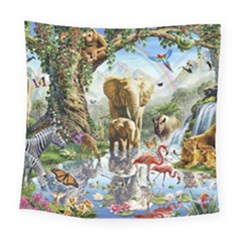 Beautiful Jungle Animals Square Tapestry (large) by Ravend