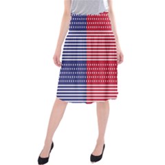 American Flag Patriot Red White Midi Beach Skirt by Celenk