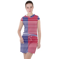 American Flag Patriot Red White Drawstring Hooded Dress by Celenk