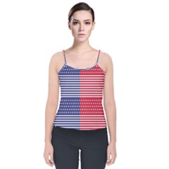American Flag Patriot Red White Velvet Spaghetti Strap Top by Celenk