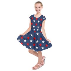 Patriotic Colors America Usa Red Kids  Short Sleeve Dress by Celenk