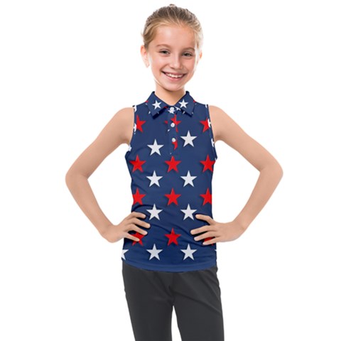 Patriotic Colors America Usa Red Kids  Sleeveless Polo Tee by Celenk
