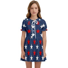 Patriotic Colors America Usa Red Kids  Sweet Collar Dress by Celenk