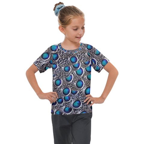 Peacock Pattern Close Up Plumage Kids  Mesh Piece Tee by Celenk