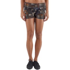 Background Metal Pattern Texture Yoga Shorts by Celenk