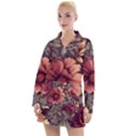 Flowers Pattern Women s Long Sleeve Casual Dress View1