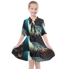 Colorful Peacock Bird Feathers Kids  All Frills Chiffon Dress by Vaneshop