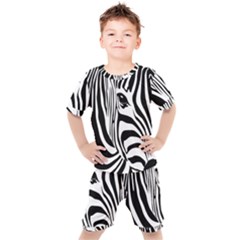 Animal Cute Pattern Art Zebra Kids  Tee And Shorts Set by Amaryn4rt