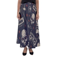 Grunge Seamless Pattern With Skulls Flared Maxi Skirt by Amaryn4rt