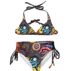 Hippie Rainbow Psychedelic Colorful Kids  Classic Bikini Set by uniart180623