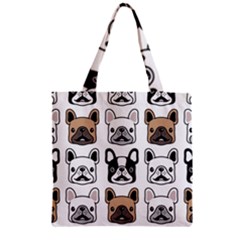 Dog-french-bulldog-seamless-pattern-face-head Zipper Grocery Tote Bag by uniart180623