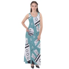 Cute-seamless-pattern-with-rocket-planets-stars Sleeveless Velour Maxi Dress by uniart180623