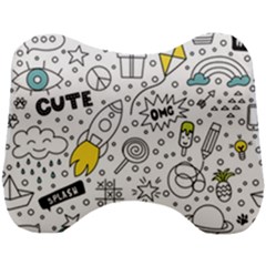 Set-cute-colorful-doodle-hand-drawing Head Support Cushion by uniart180623