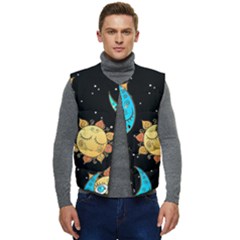 Seamless-pattern-with-sun-moon-children Men s Short Button Up Puffer Vest	 by uniart180623