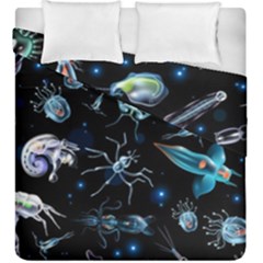 Colorful-abstract-pattern-consisting-glowing-lights-luminescent-images-marine-plankton-dark Duvet Cover Double Side (king Size) by uniart180623