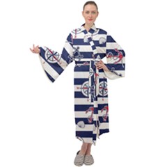 Seamless-marine-pattern Maxi Velvet Kimono by uniart180623